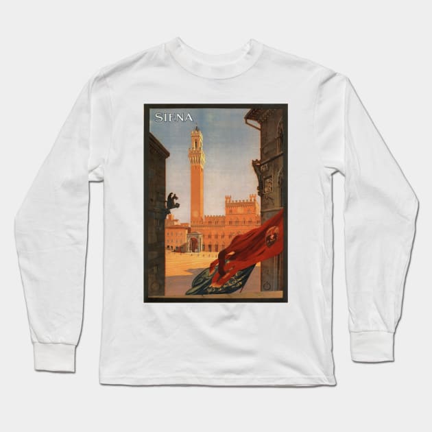 Siena, Italy - Vintage Travel Poster Design Long Sleeve T-Shirt by Naves